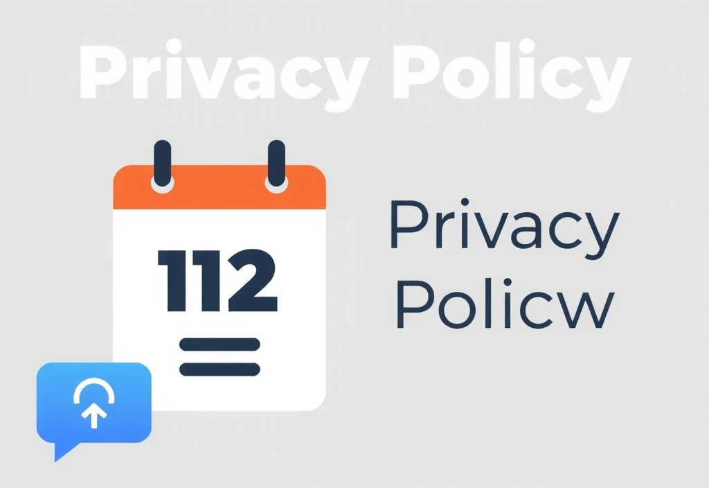Un calendar cu o dată marcată și o pictogramă de actualizare, simbolizând revizuirea periodică a politicii de confidențialitate.