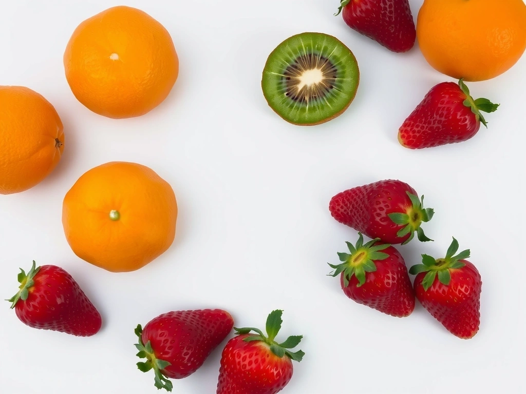 Portocale, kiwi, căpșuni, minimalist, fără text